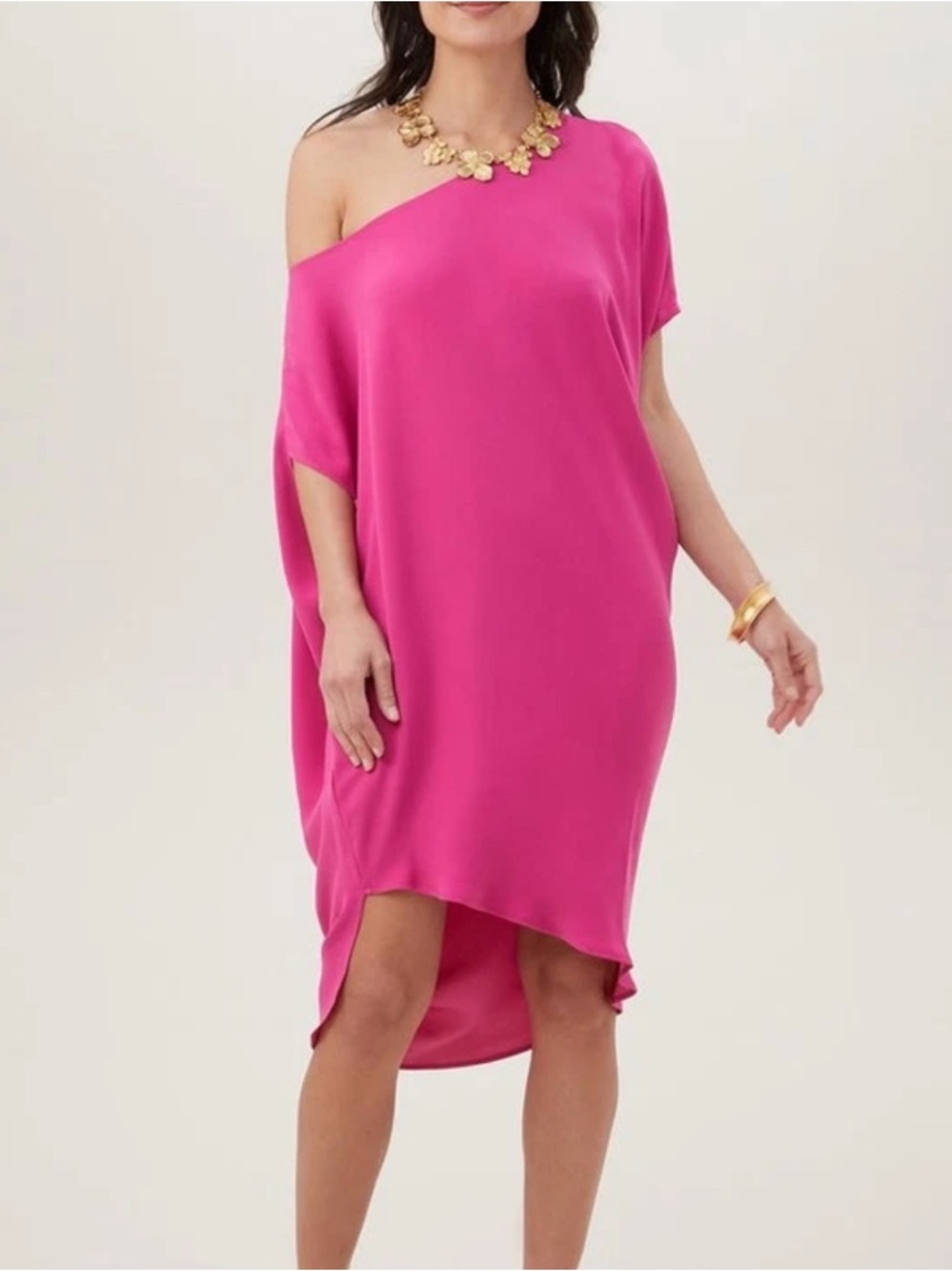 NWT TRINA TURK "Radiant" off-shoulder dress - phlox / pink - size S
